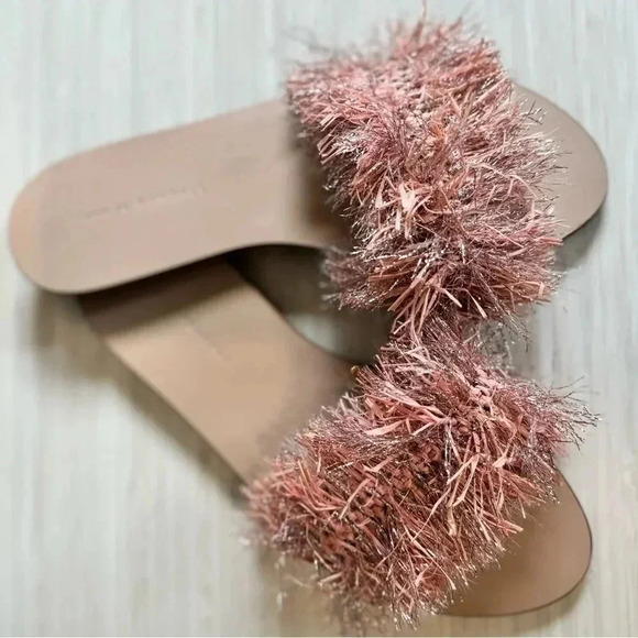 NWOT LOEFFLER RANDALL Katie Raffia Plank Slide in Ballet & Rose Gold size 9 - Picture 6 of 12